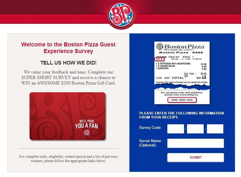 Boston pizza survey