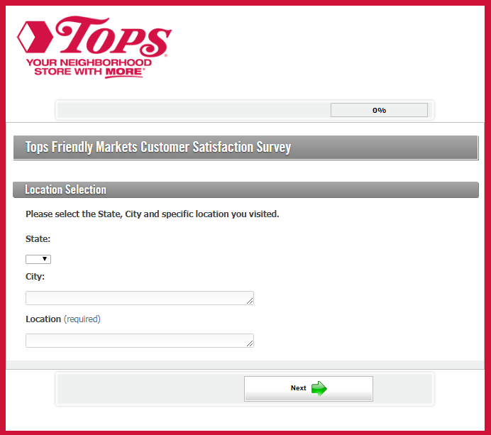 Tops Markets Customer Feedback Survey