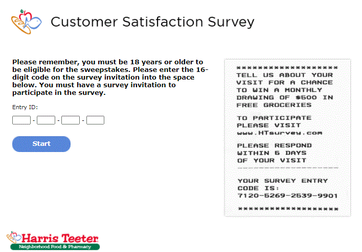 Harris Teeter Online Survey