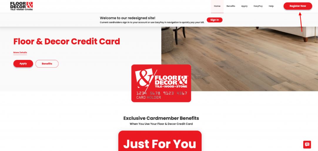 floor and decor credit card register