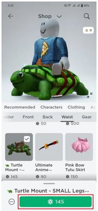 Buy Roblox Item on Android