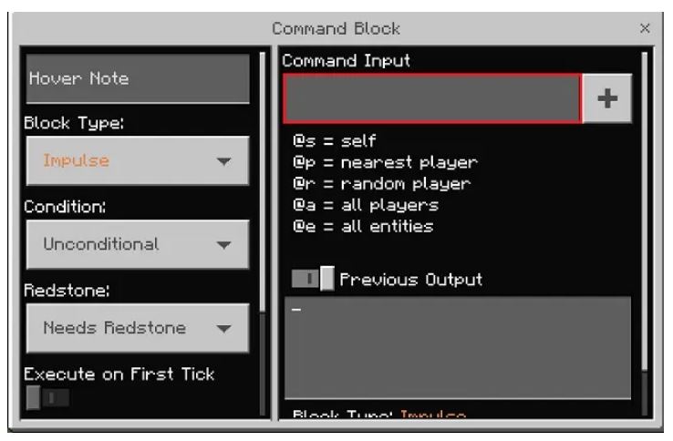 Command Block UI for Bedrock
